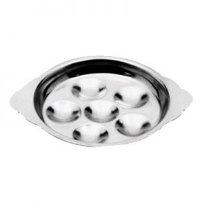 Snail Plate, 7"x 5½", Holds 6, Stainless Steel