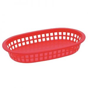 Basket, Platter, 10½"x7"x1½", Large, Plastic, Red