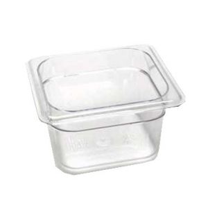 Food Pan, ⅙ Size, 4" Deep, Polycarbonate, Clear