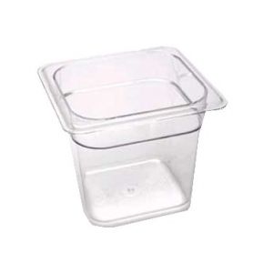 Food Pan, ⅙ Size, 6" Deep, Polycarbonate, Clear