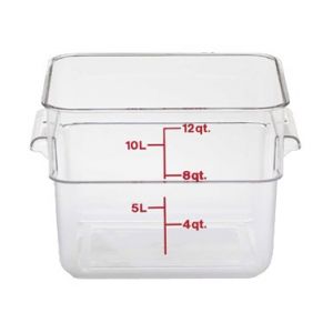 Food Container, 12qt, Square, Polycarbonate, Clear