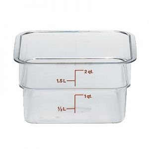 Food Container, 2qt, Square, Polycarbonate, Clear