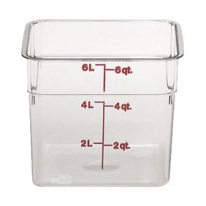 Food Container, 6qt, Square, Polycarbonate, Clear