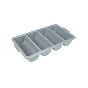 Cutlery Box, 4-Section, Polyethylene, Gray
