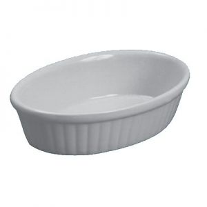 Baking Dish, 9oz., Oval, Ceramic, White