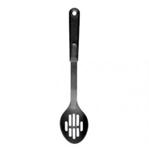 Spoon, Serving, 12-3/8", Slotted, up to 410°F, BK