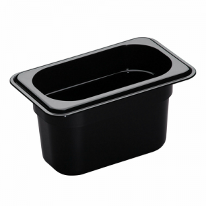 Food Pan, ⅑ Size, 4", Polycarbonate, Black