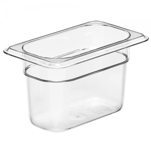 Food Pan, ⅑ Size, 4", Polycarbonate, Clear