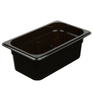 Food Pan, ¼ Size, 4", Polycarbonate, Black