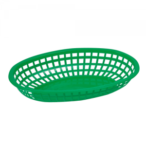 Basket, 10¼"x6¾" Oval, Green Plastic