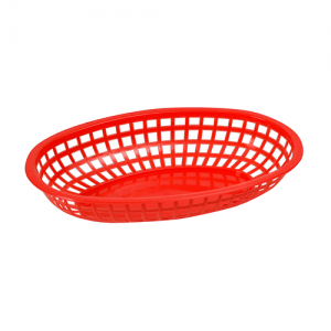 Basket, 10¼"x6¾" Oval, Red Plastic