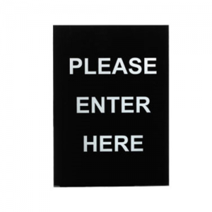 Stanchion Sign, "Please Enter..."