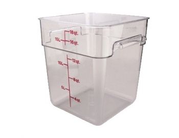 Food Container, 18qt, Square, Polycarbonate, Clear